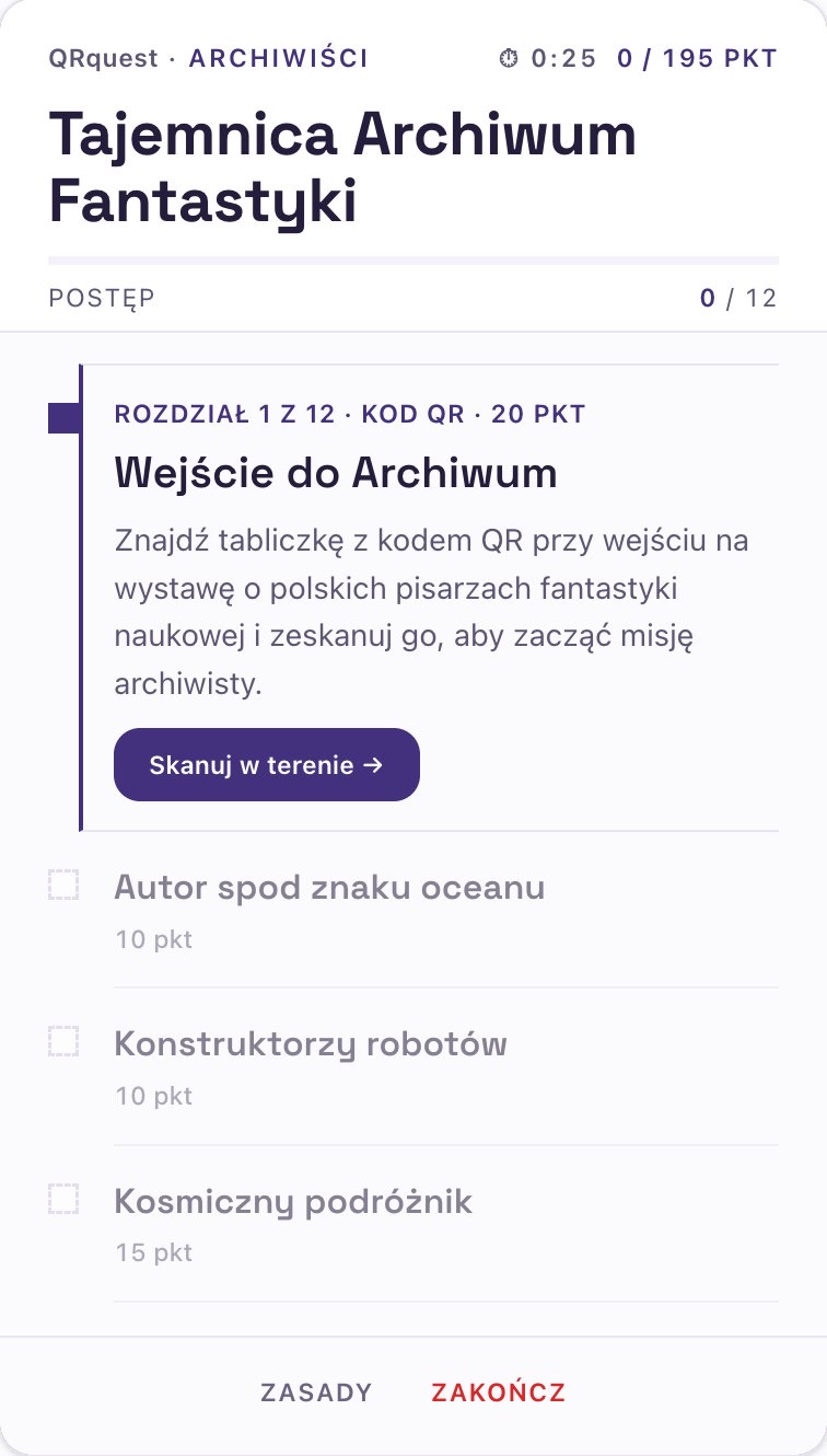 Ekran gracza — lista zadań z punktami i paskiem postępu